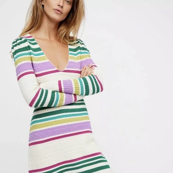 Free People Dresses & Skirts - Free People Gidget Striped Tunic Sweater Dress S